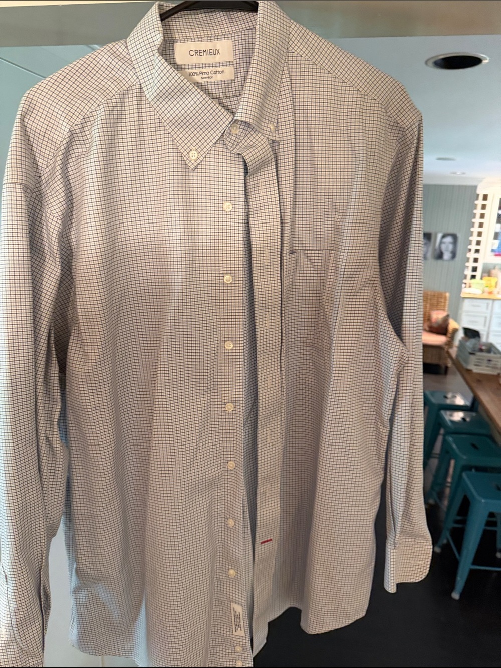 Daniel Cremieux Men's Light Blue Micro-Check Button-Down Shirt